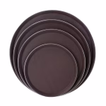 Non-Slip Tray Round Brown
