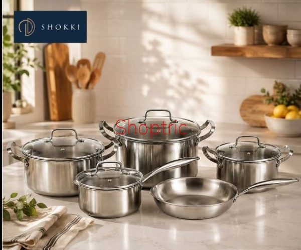 Pure Stainless Steel 9Pc Triply Heavy Duty Cookware Set