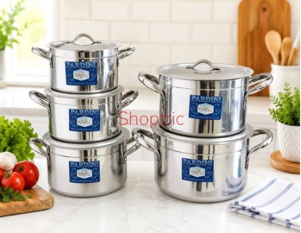 Aluminium Pardini 5Pc Cooking Pots With Lids Set